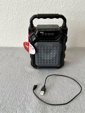 QFX PBX-2 Portable Bluetooth Party Speaker with LED Lights & FM Radio - Black